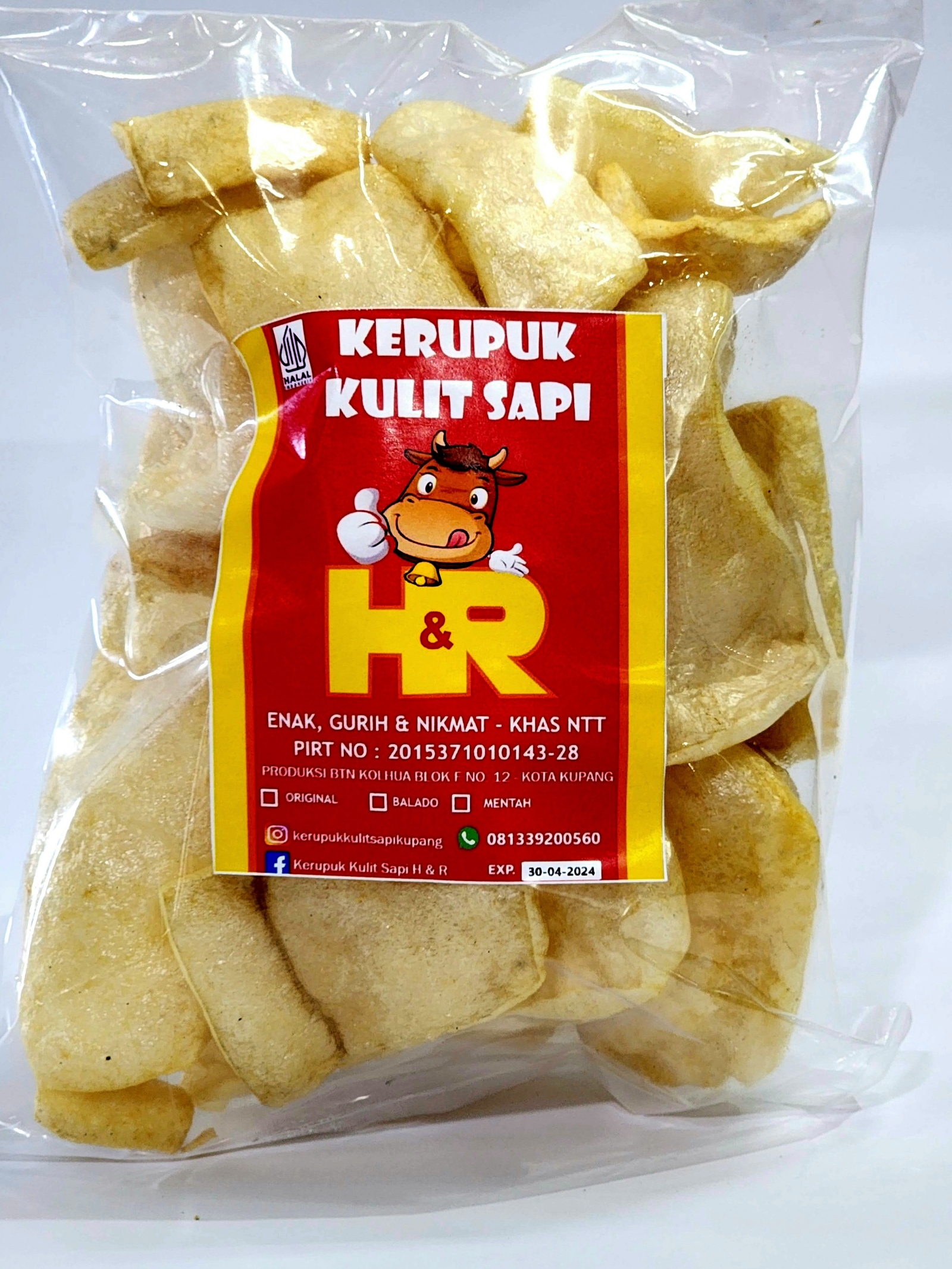 Kerupuk Kulit Sapi Ori kemasan 80 gram